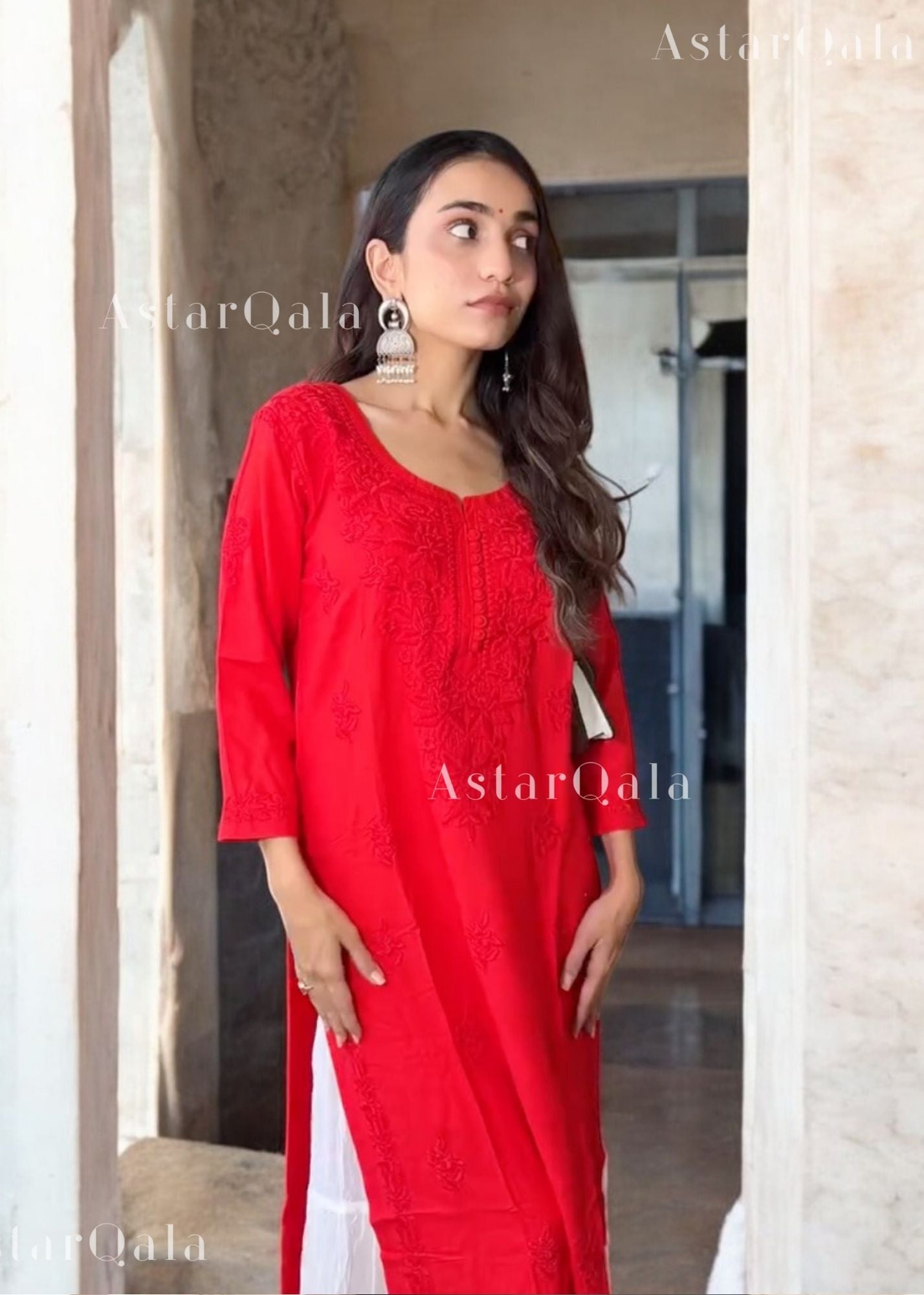 AstarQala - Gazala Rayon Straight Chikankari Kurta For Women - - 287