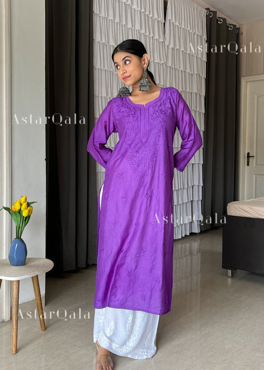 Suhana Chikankari Chanderi Straight Kurta For Women