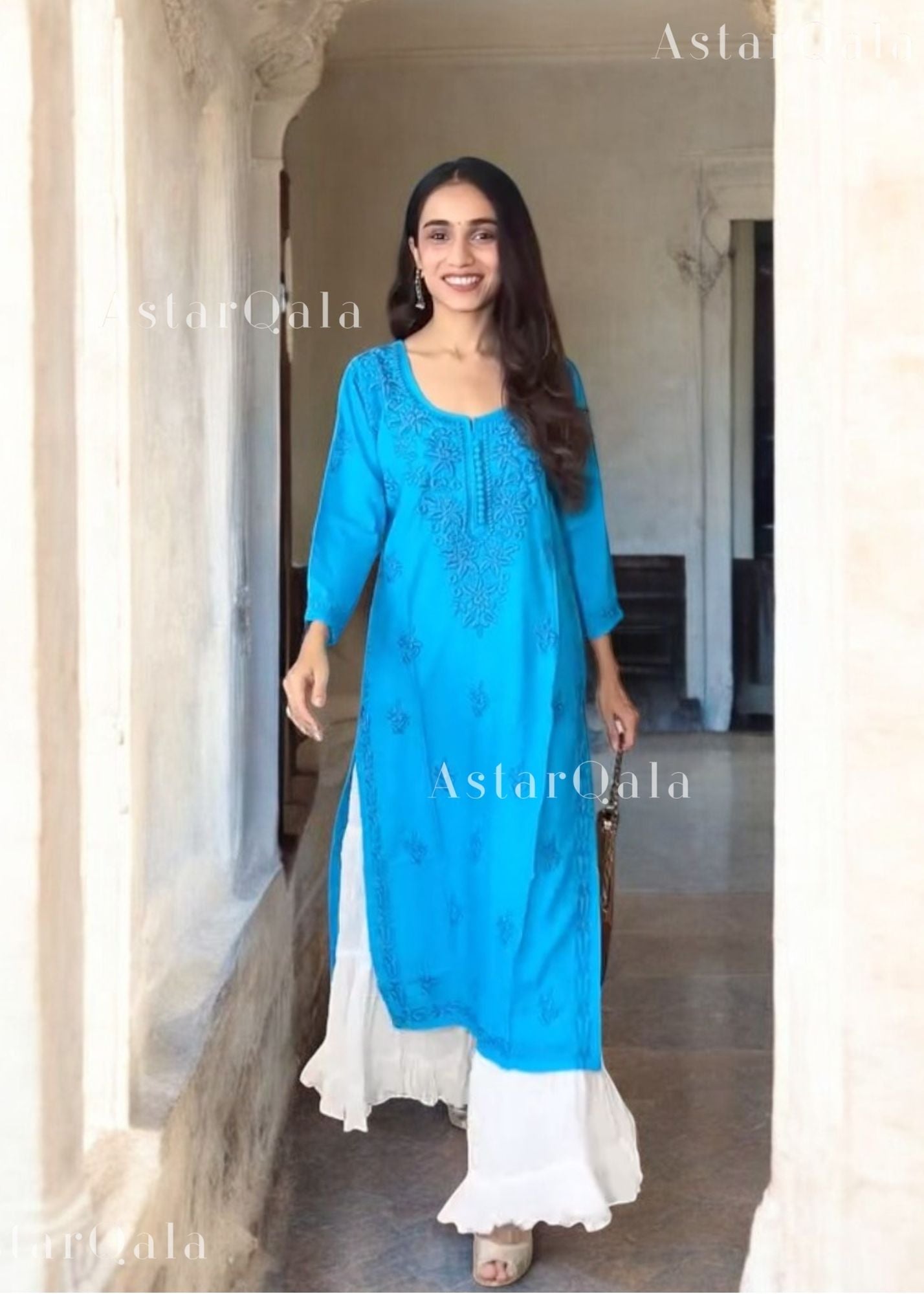 AstarQala - Gazala Rayon Straight Chikankari Kurta For Women - - 294
