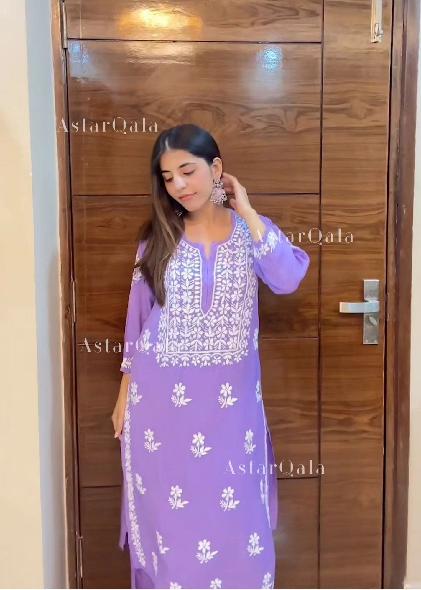AstarQala - Chandani Chikankari Rayon Straight Kurta For Women - - 297