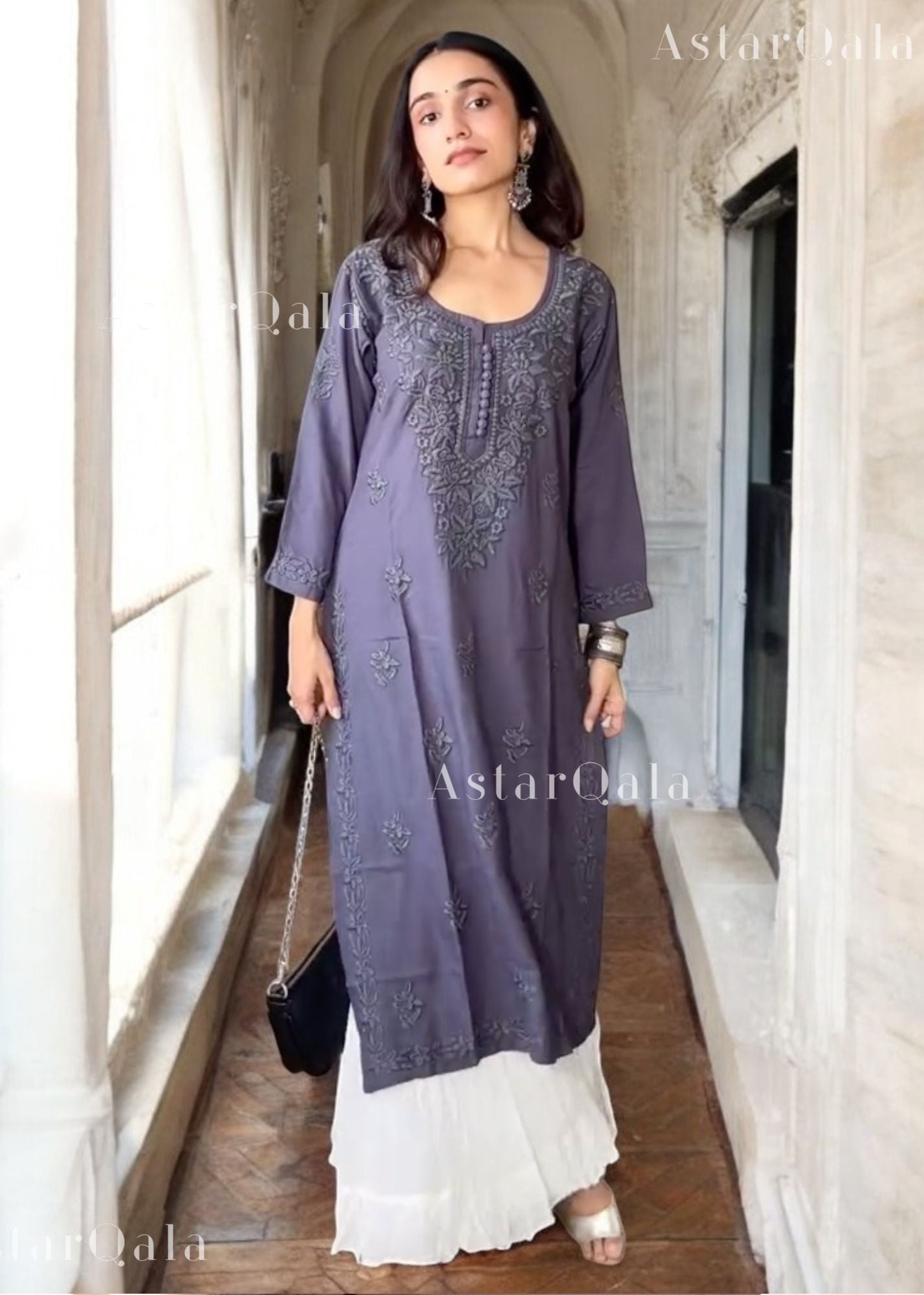 AstarQala - Gazala Rayon Straight Chikankari Kurta For Women - - 298_b3e65d8d-e7ad-4d06-95f6-77a691e6a66d