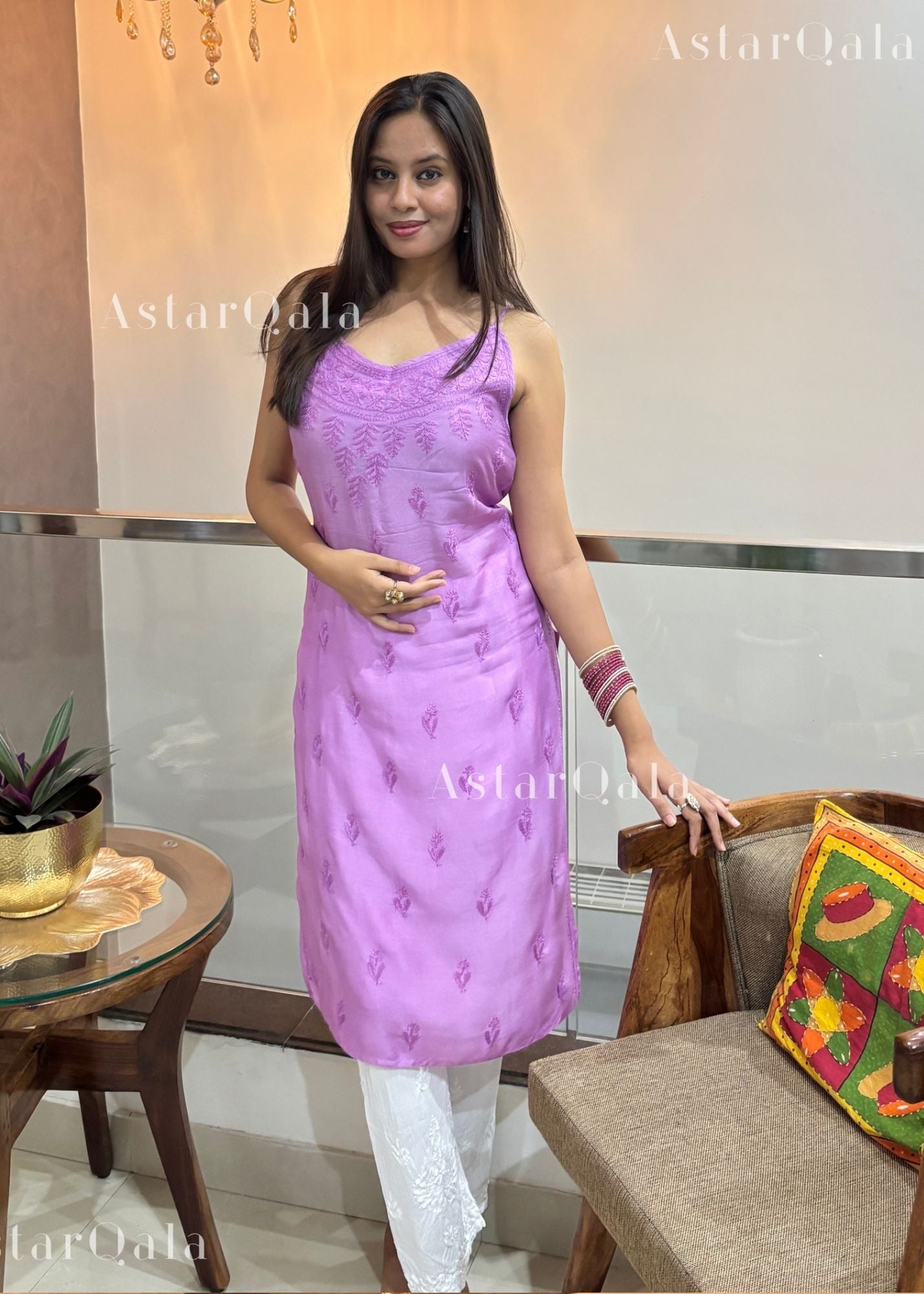 AstarQala - Kinza Premium Muslin Chikankari Strap Kurti - - 303_cccdee36-3a39-4c58-8cf6-38599688bd7e