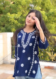 Laaibah Premium Modal Chikankari Straight Short Kurti Top