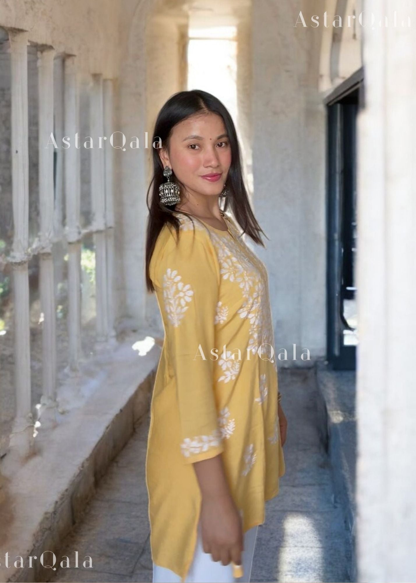 AstarQala - Liba Modal Short Chikankari Kurti Top - - 312