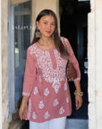 AstarQala - Liba Modal Short Chikankari Kurti Top - - 314