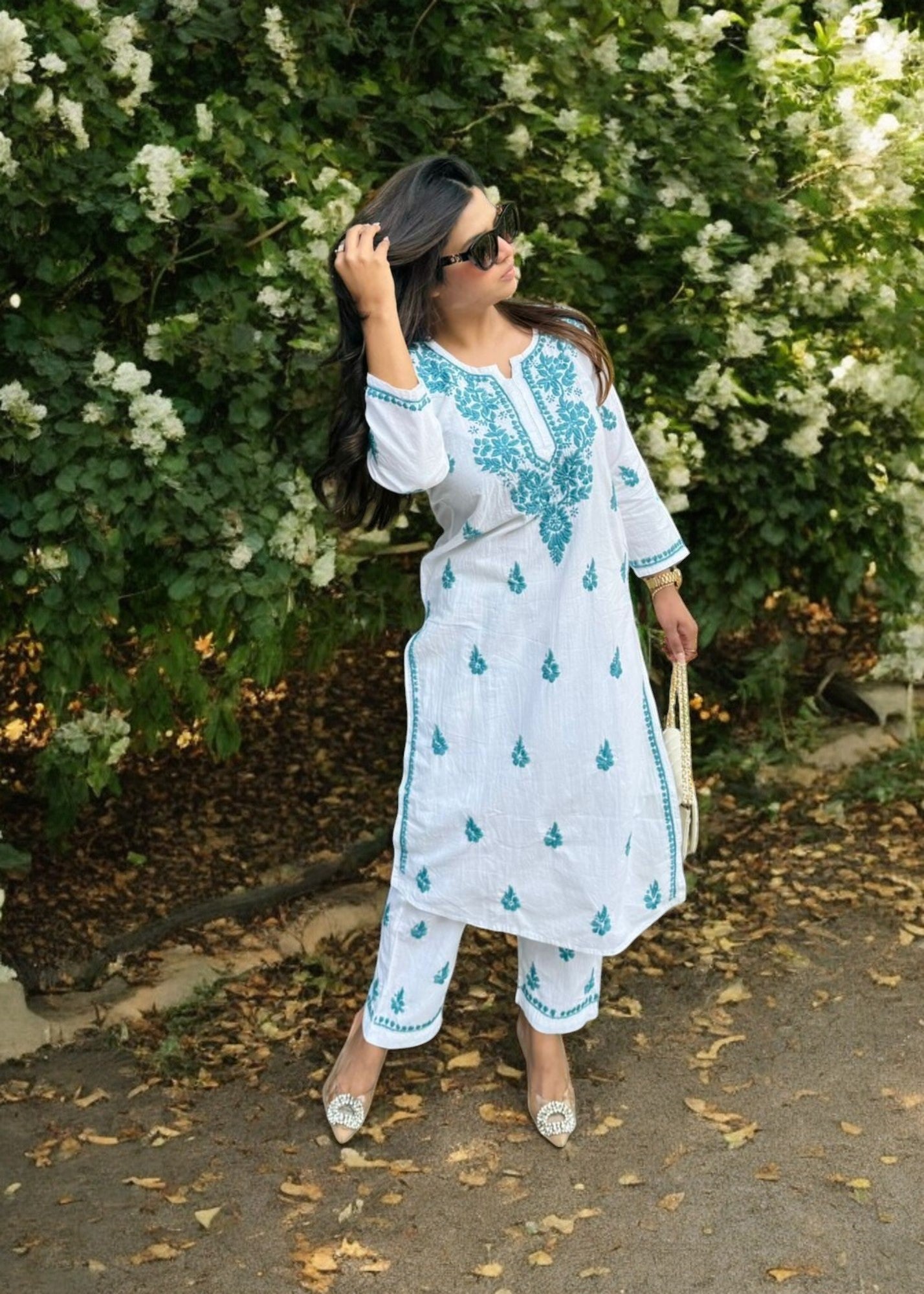 AstarQala - Inaya Cotton Chikankari Women's Kurta Set For Women - - 32-Photoroom