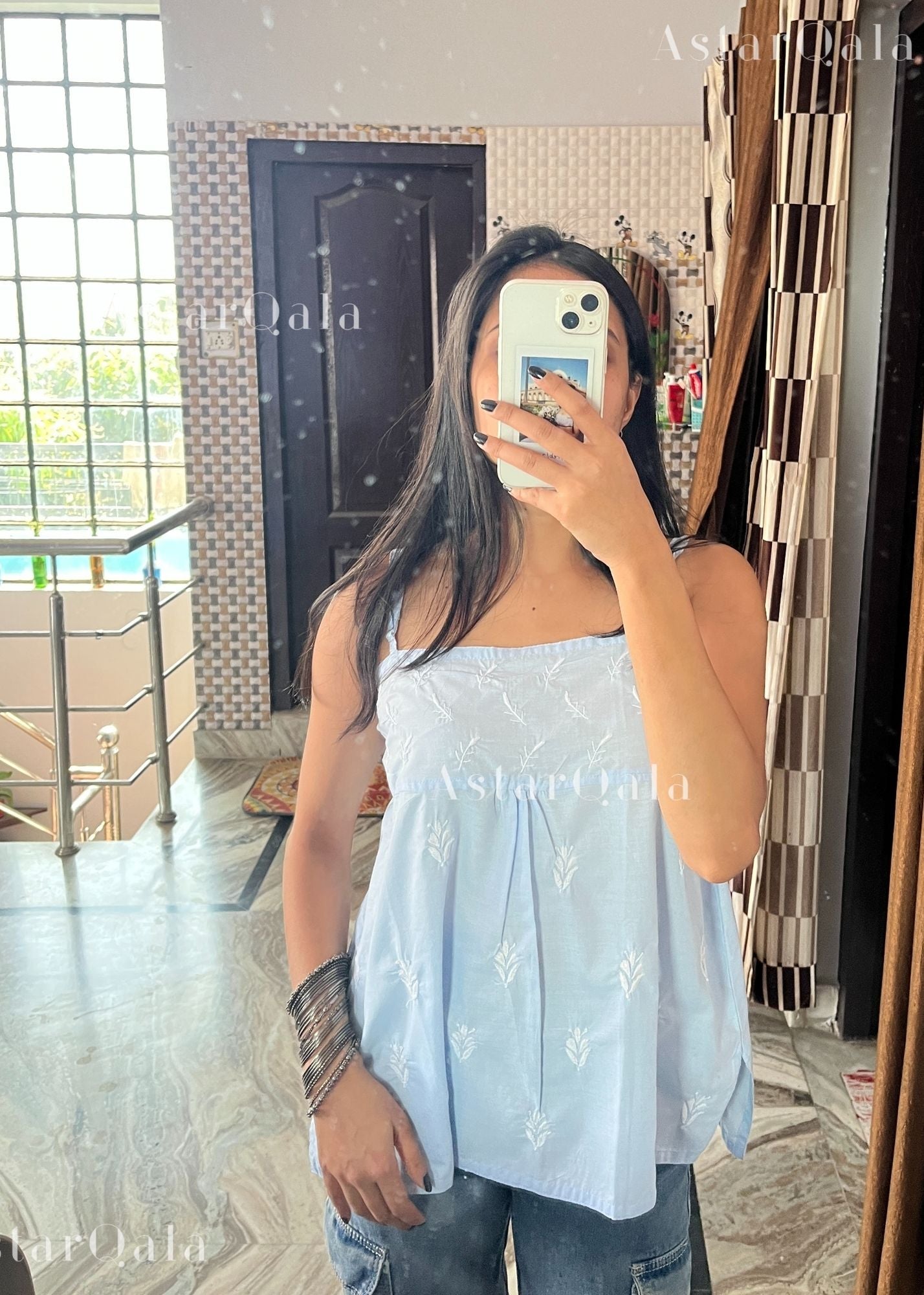 AstarQala - Sara Chikankari Cotton Strap Top - - 325_025c31bb-bbb0-4960-a915-a1e6cc4236fc