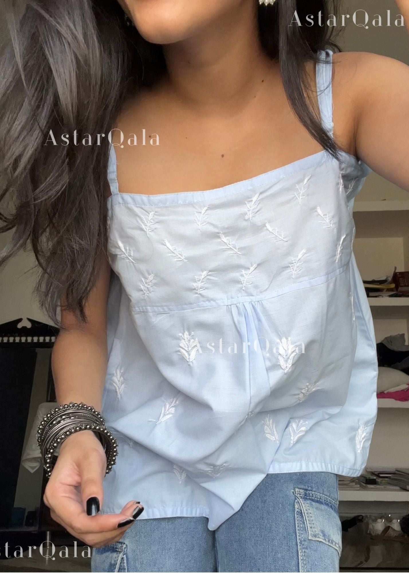 AstarQala - Sara Chikankari Cotton Strap Top - - 329_b40ab8bb-b4e8-4df2-a93a-8b48b7ca382a
