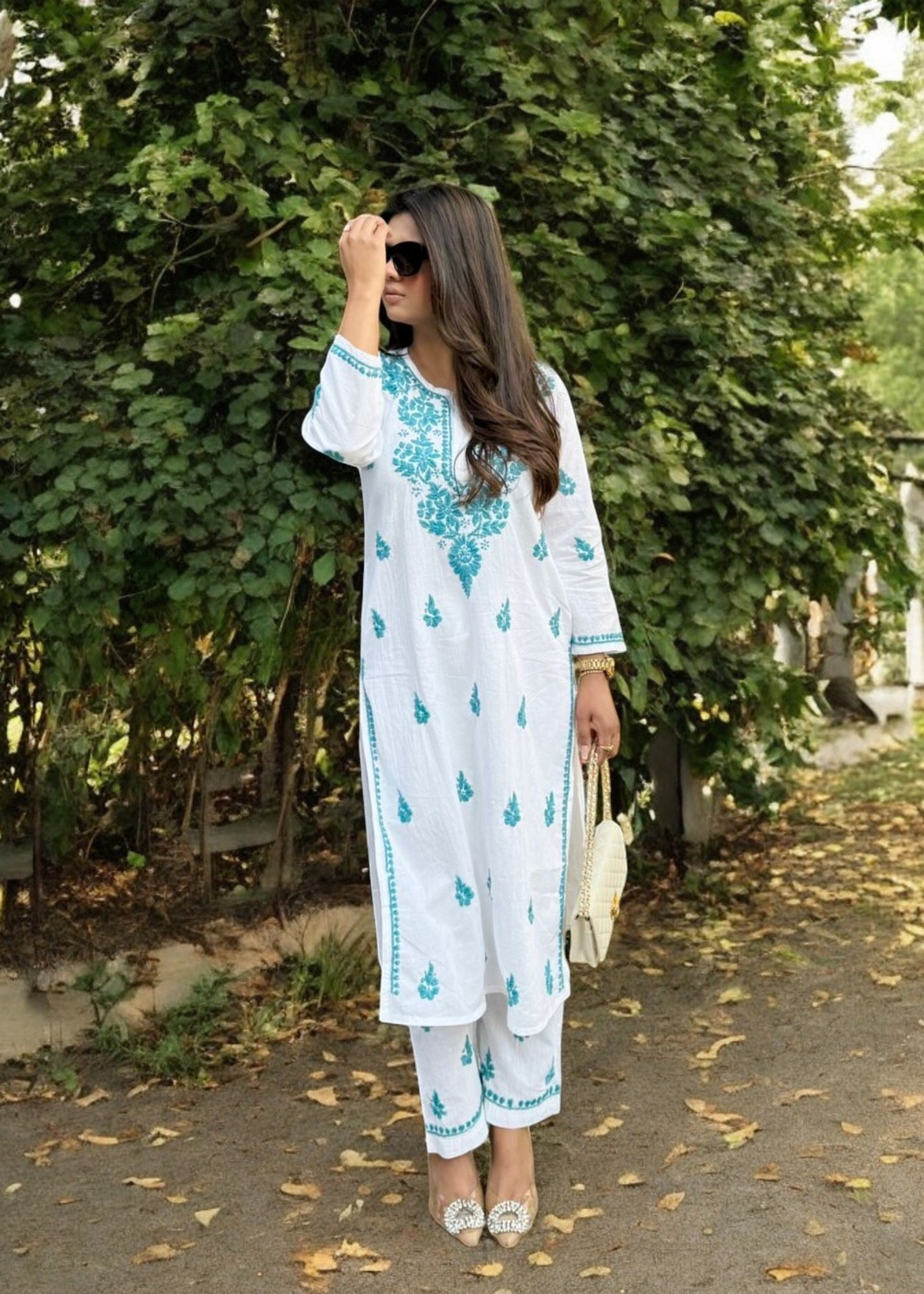 AstarQala - Inaya Cotton Chikankari Women's Kurta Set For Women - - 33-Photoroom