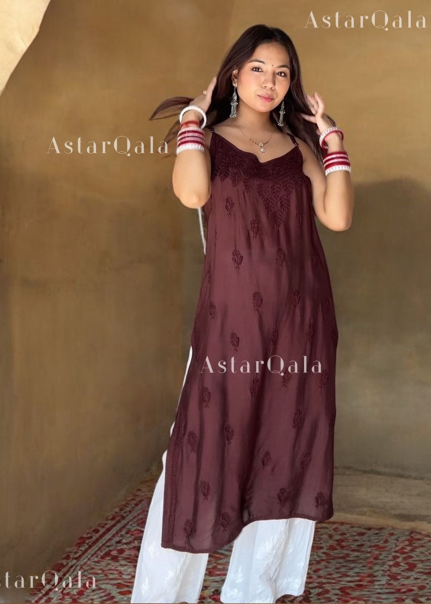 AstarQala - Kinza Premium Muslin Chikankari Strap Kurti - - 335_d0b8b54e-7032-4de0-97ac-bd0f34064835
