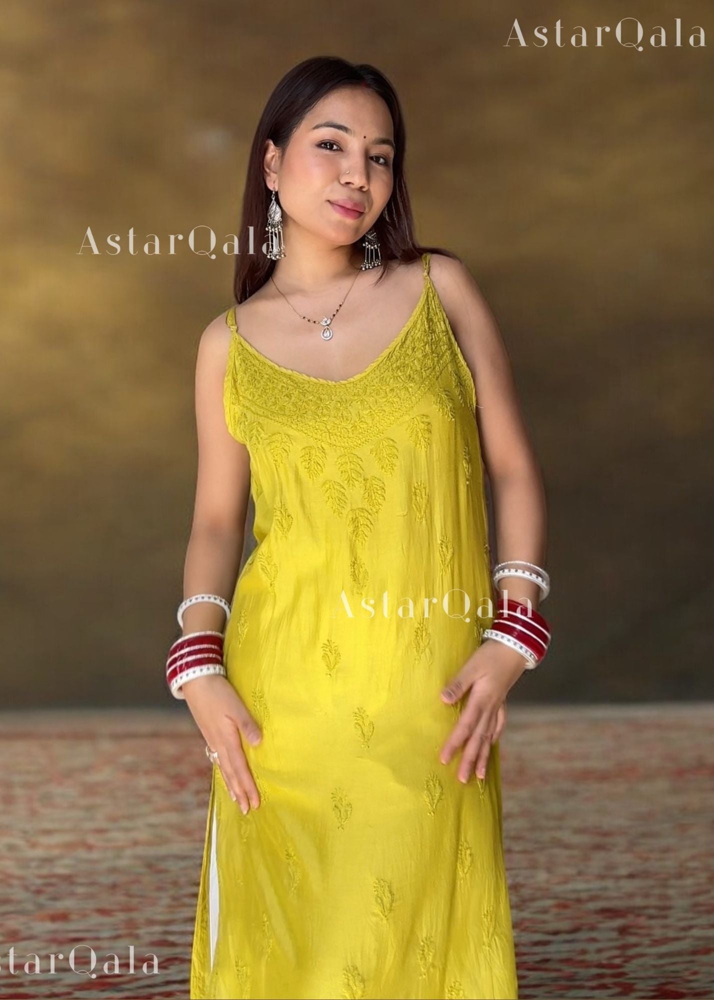 AstarQala - Kinza Premium Muslin Chikankari Strap Kurti - Kurti & Palazzo - 338_ce98b2cc-203b-46b2-980e-46d8f30d97c0
