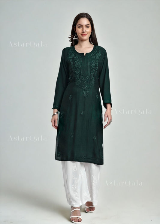 Gazala Rayon Straight Chikankari Kurta For Women