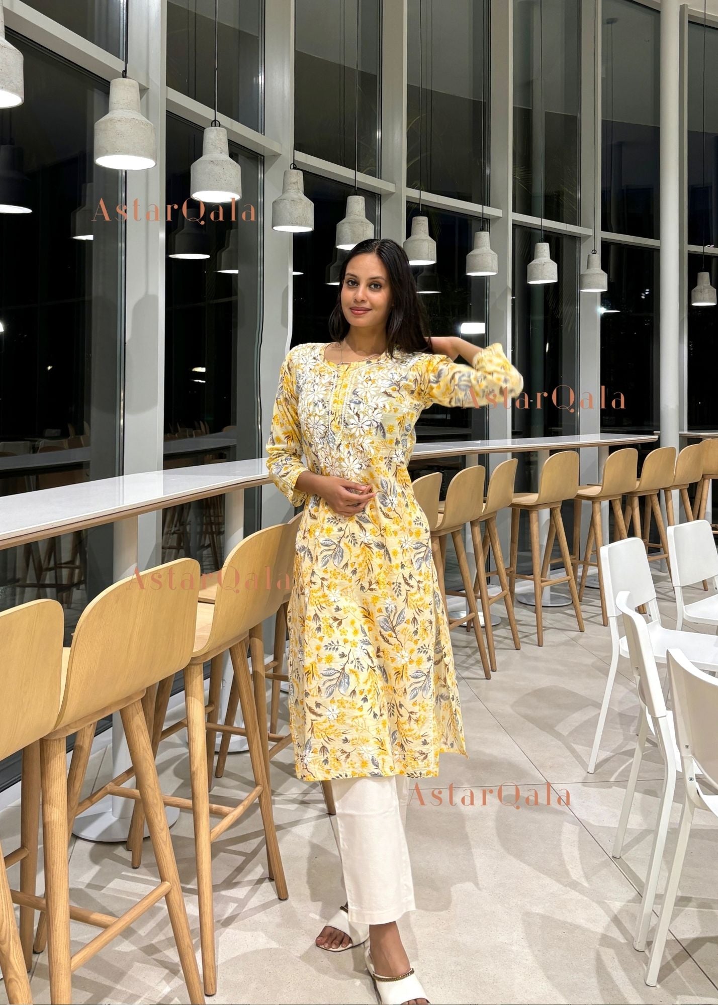 AstarQala - Farheen Mulmul Floral Printed Chikankari Kurti For Women's - - 353_8c0f3b25-af14-4487-9999-8310a7bef4db