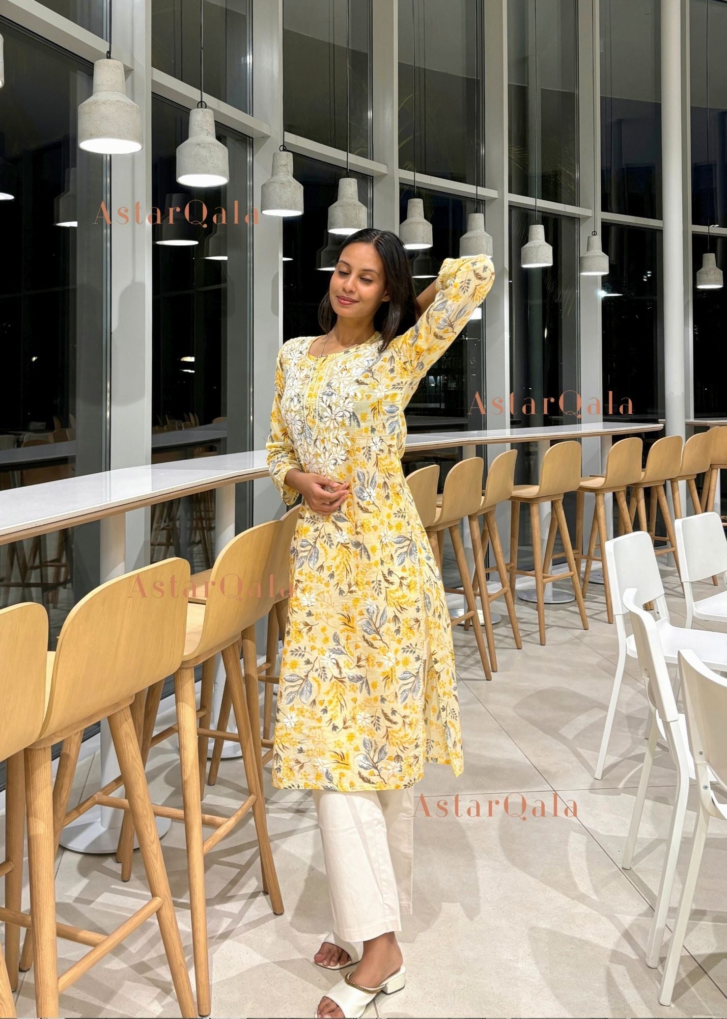 AstarQala - Farheen Mulmul Floral Printed Chikankari Kurti For Women's - - 354_7d9d4ed9-9e52-4013-804f-9614d4826339