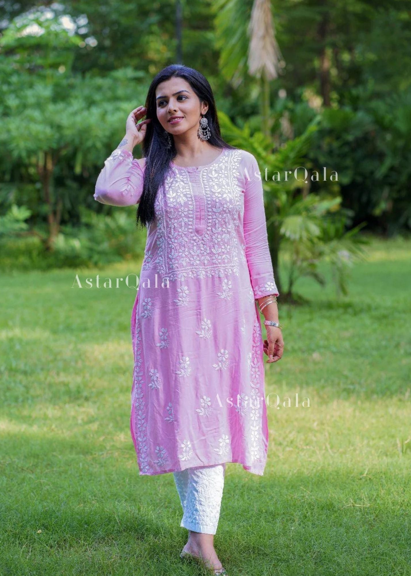 AstarQala - Chandani Chikankari Rayon Straight Kurta For Women - - 357