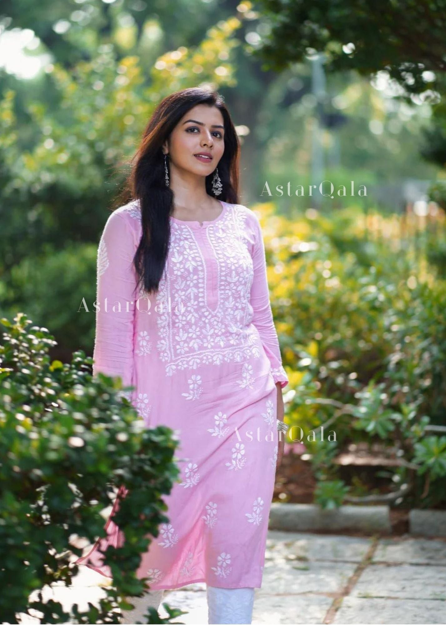AstarQala - Chandani Chikankari Rayon Straight Kurta For Women - - 360
