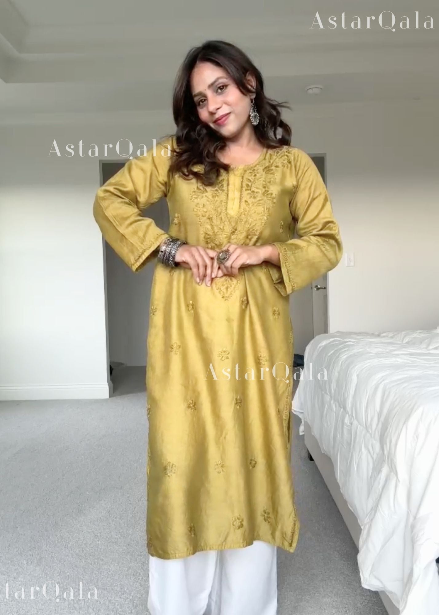 AstarQala - Mehar Chanderi Chikankari Straight Long Kurta For Women - - 360_f4fb7054-73cd-4e95-a492-b2004cb551df