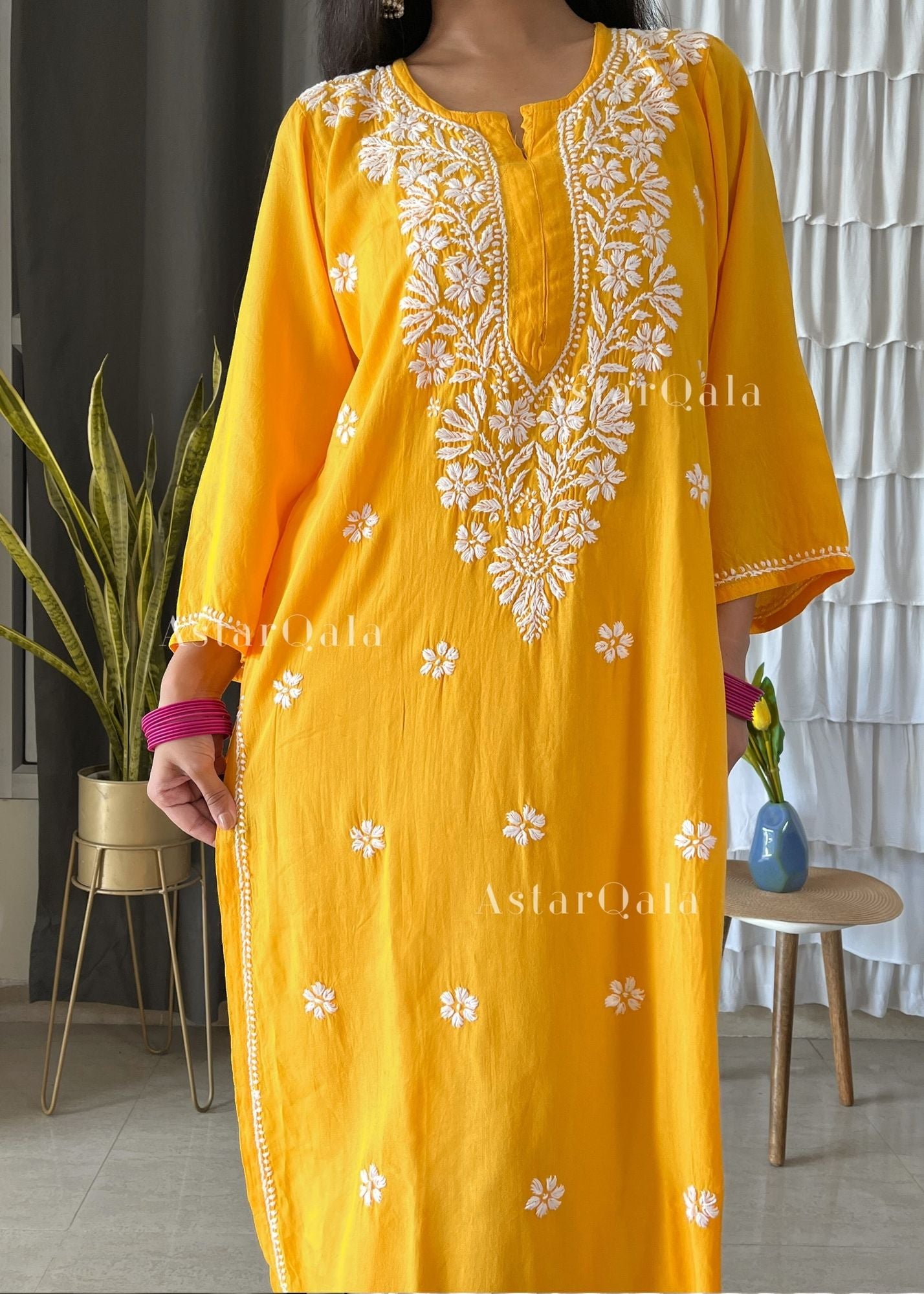 AstarQala - Ada Chikankari Rayon Straight Kurta Set For Women - - 364