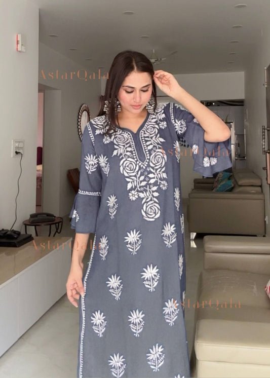 Zubi Rayon Straight Chikankari Kurta Set