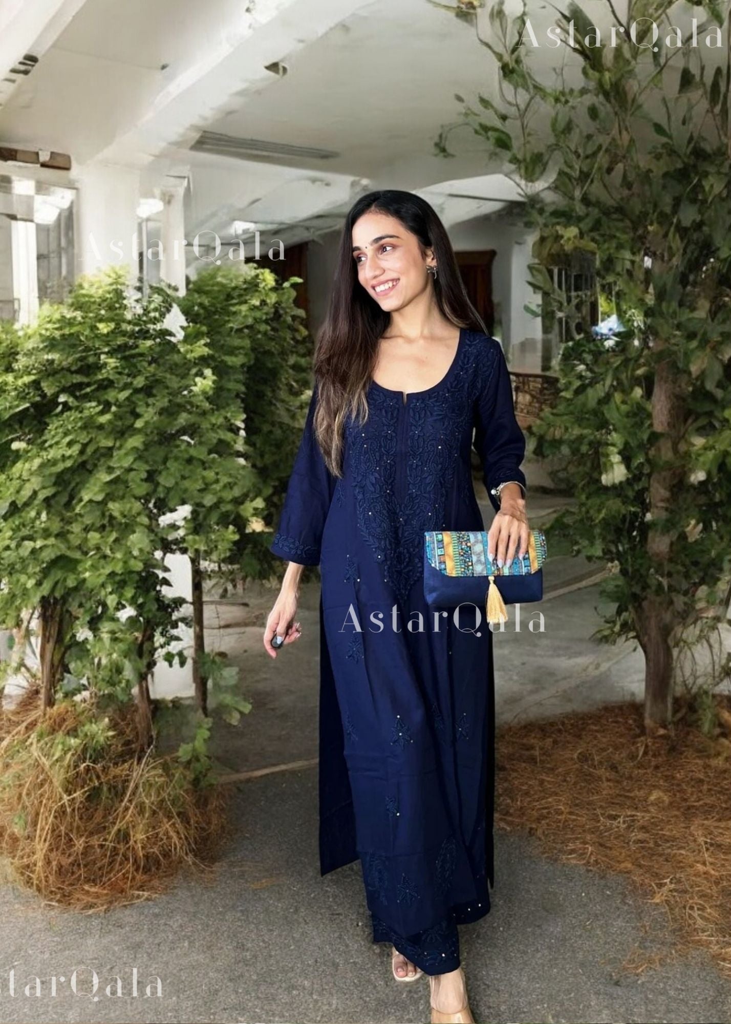 AstarQala - Razeka Chanderi Mukaish Chikankari Kurta & Kurta Set For Women - - 387_fb26043e-ec11-40da-b344-e53673ee31f1