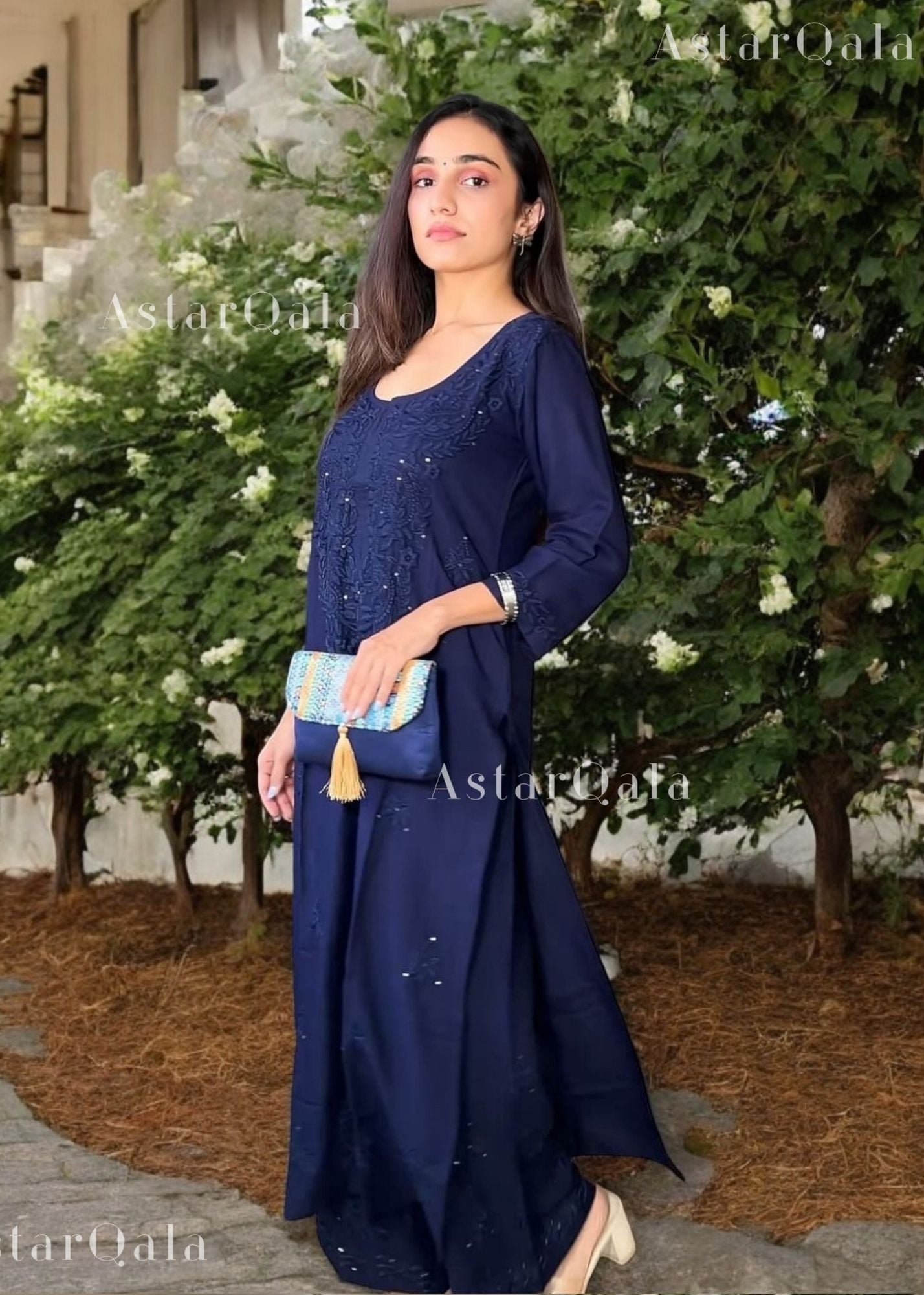 AstarQala - Razeka Chanderi Mukaish Chikankari Kurta & Kurta Set For Women - - 388_52a42e90-43ea-4420-8155-1f92c9877f1c