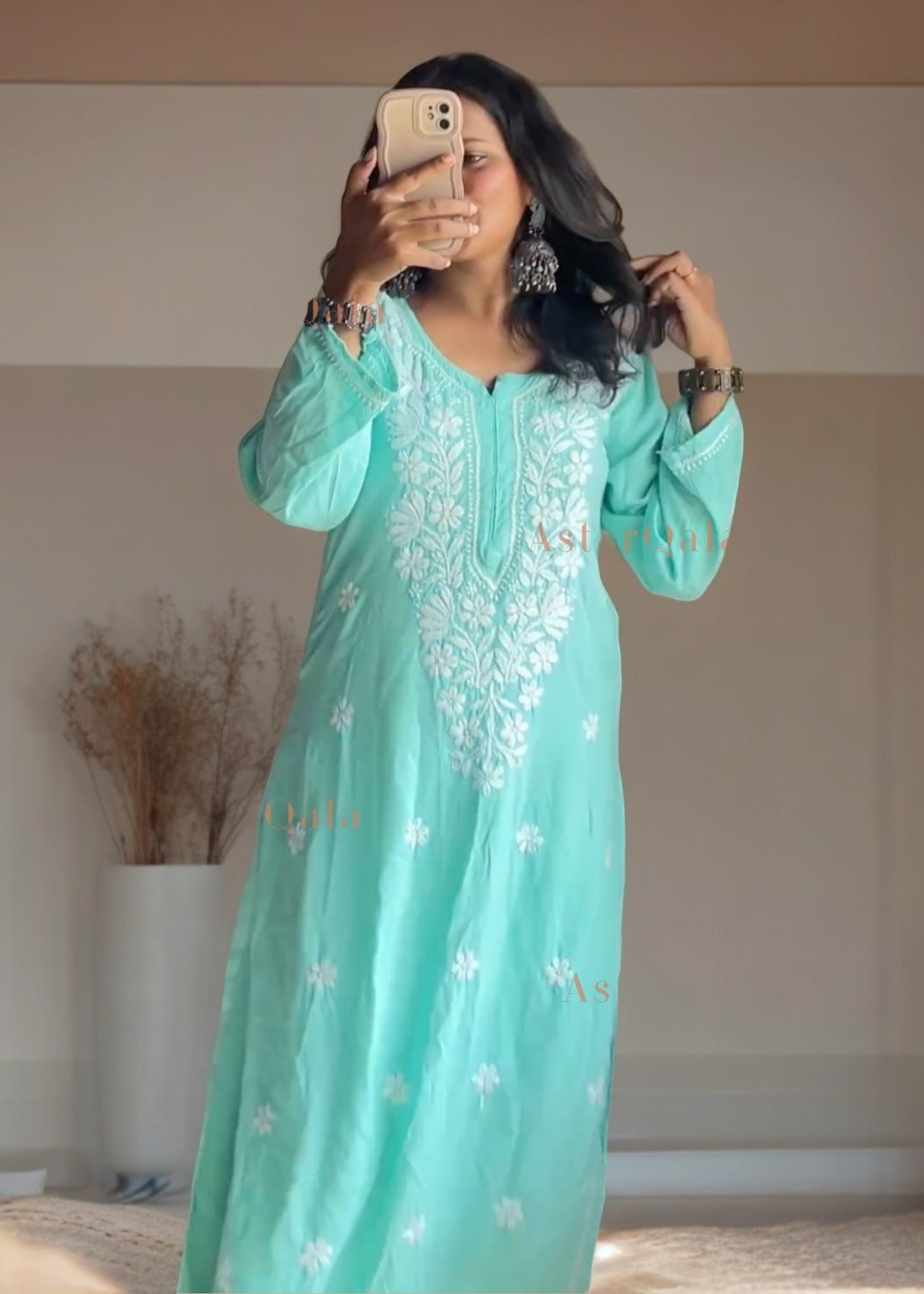AstarQala - Ada Chikankari Rayon Straight Kurta Set For Women - - 392-Photoroom
