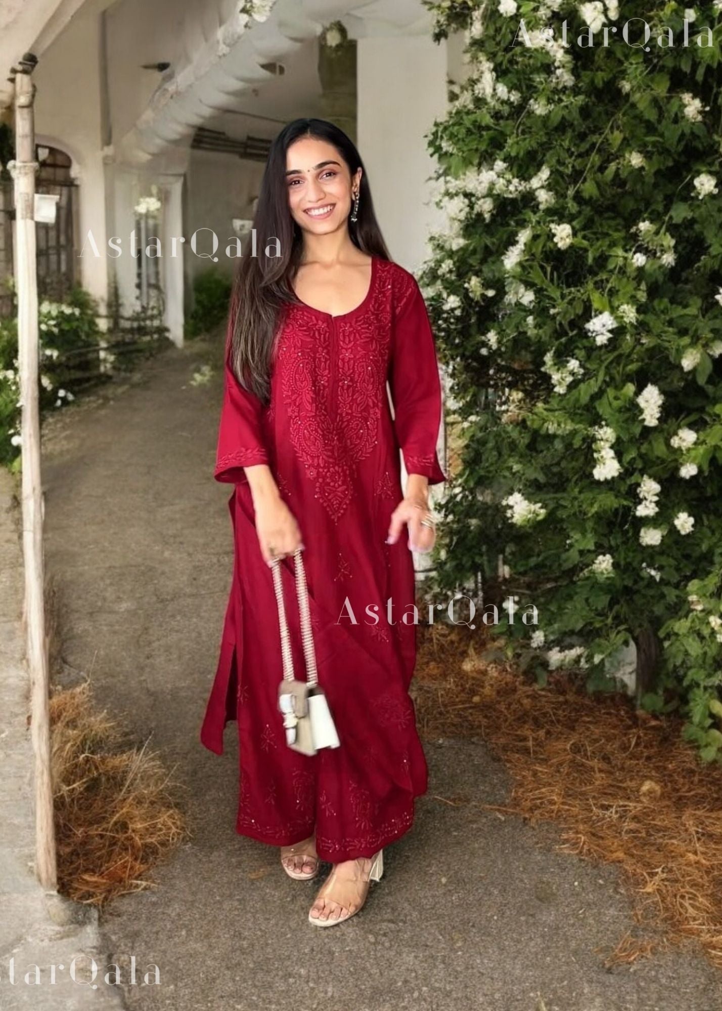 AstarQala - Razeka Chanderi Mukaish Chikankari Kurta & Kurta Set For Women - - 395_32f39ea3-3480-422b-a7a3-d492f25b5ec8