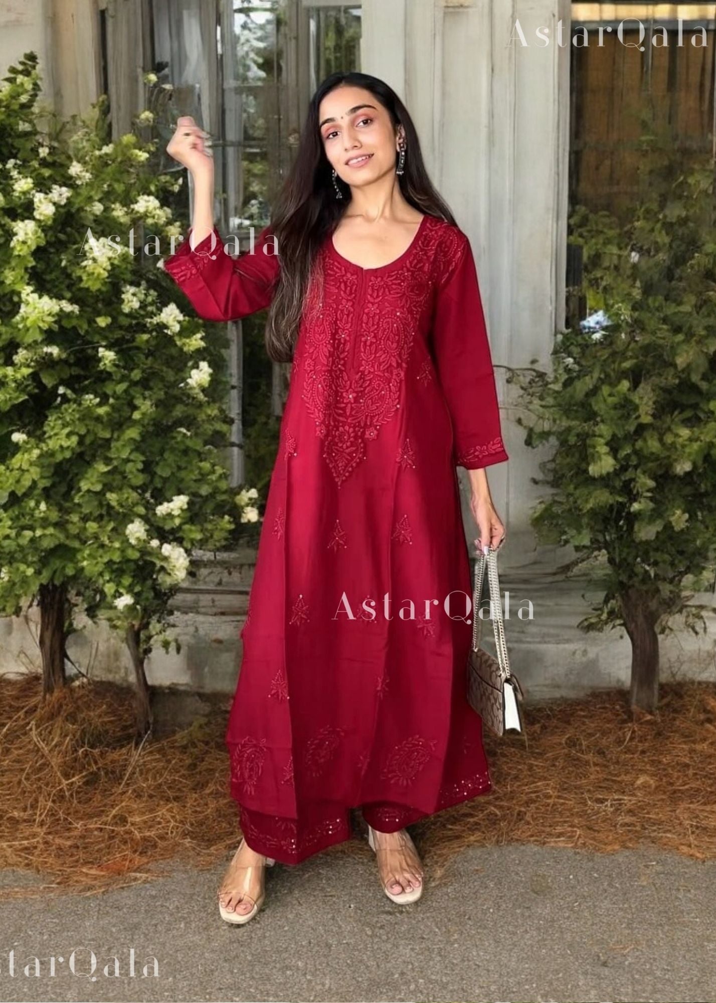 AstarQala - Razeka Chanderi Mukaish Chikankari Kurta & Kurta Set For Women - - 396_d9685b00-67e8-4958-8a94-1bdd450c619f
