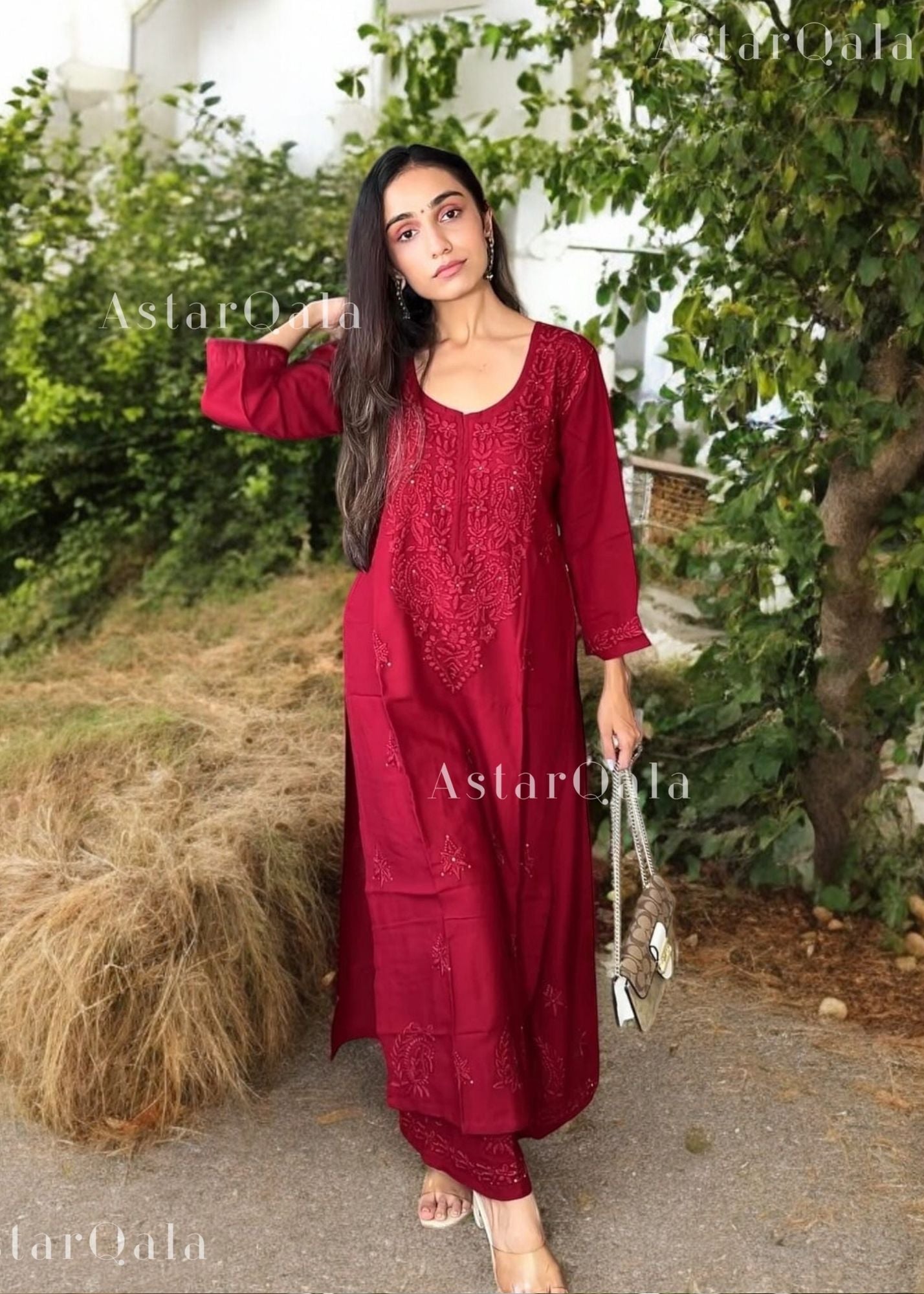 AstarQala - Razeka Chanderi Mukaish Chikankari Kurta & Kurta Set For Women - - 397_1d4bb5f0-7296-4edf-b5a2-f2b86f645780