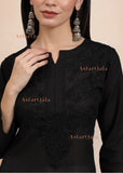 Nura Chanderi Straight Chikankari Short Kurti Top - Kashmiri & Lucknowi