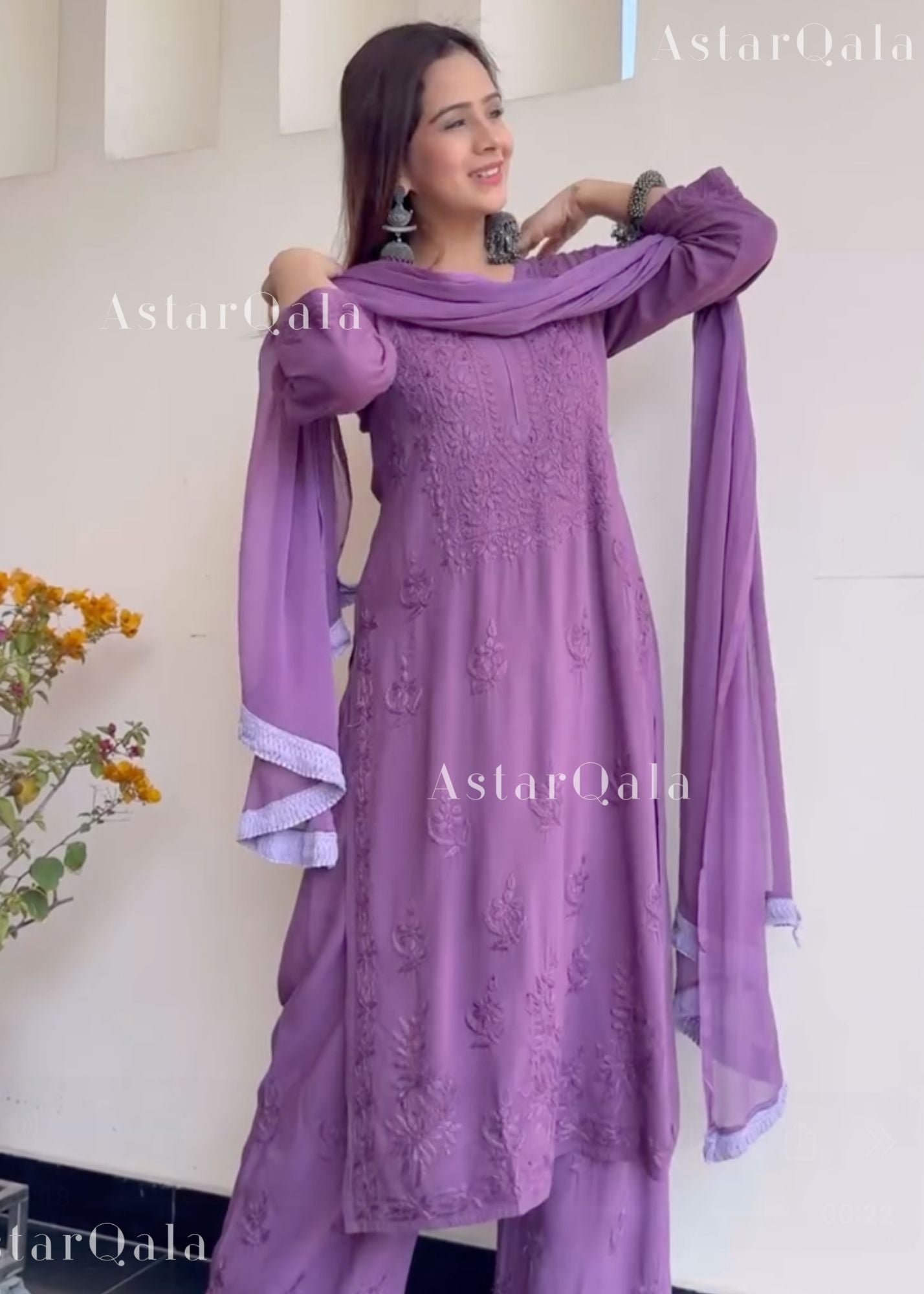 AstarQala - Ulfat Chikankari Rayon Ombré 3 Piece Kurta Set With Dupatta - - 411_56ff04fd-0ac3-411c-aaab-4778ac339a85
