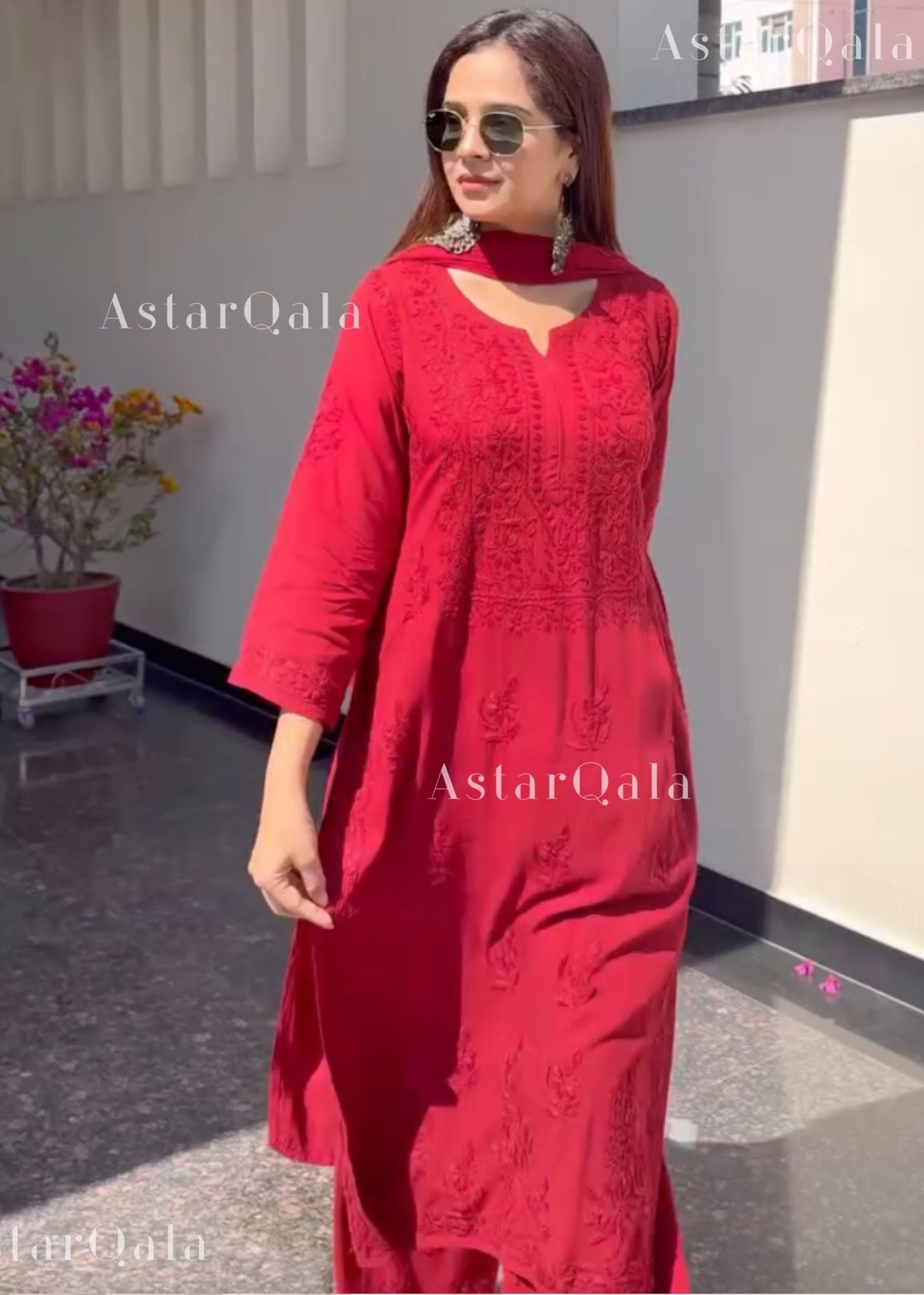 AstarQala - Ulfat Chikankari Rayon Ombré 3 Piece Kurta Set With Dupatta - - 414_a421d5bf-79b4-452a-a918-94e2783a0dc9