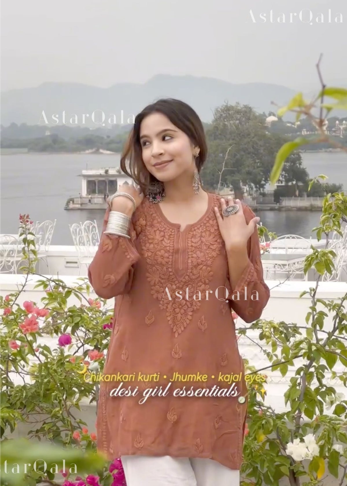 AstarQala - Mehwish Viscose Chikankari Short Kurta Top For Women - Brown - 415_42a6c957-3466-47ca-bc20-bfbf8bd74a24