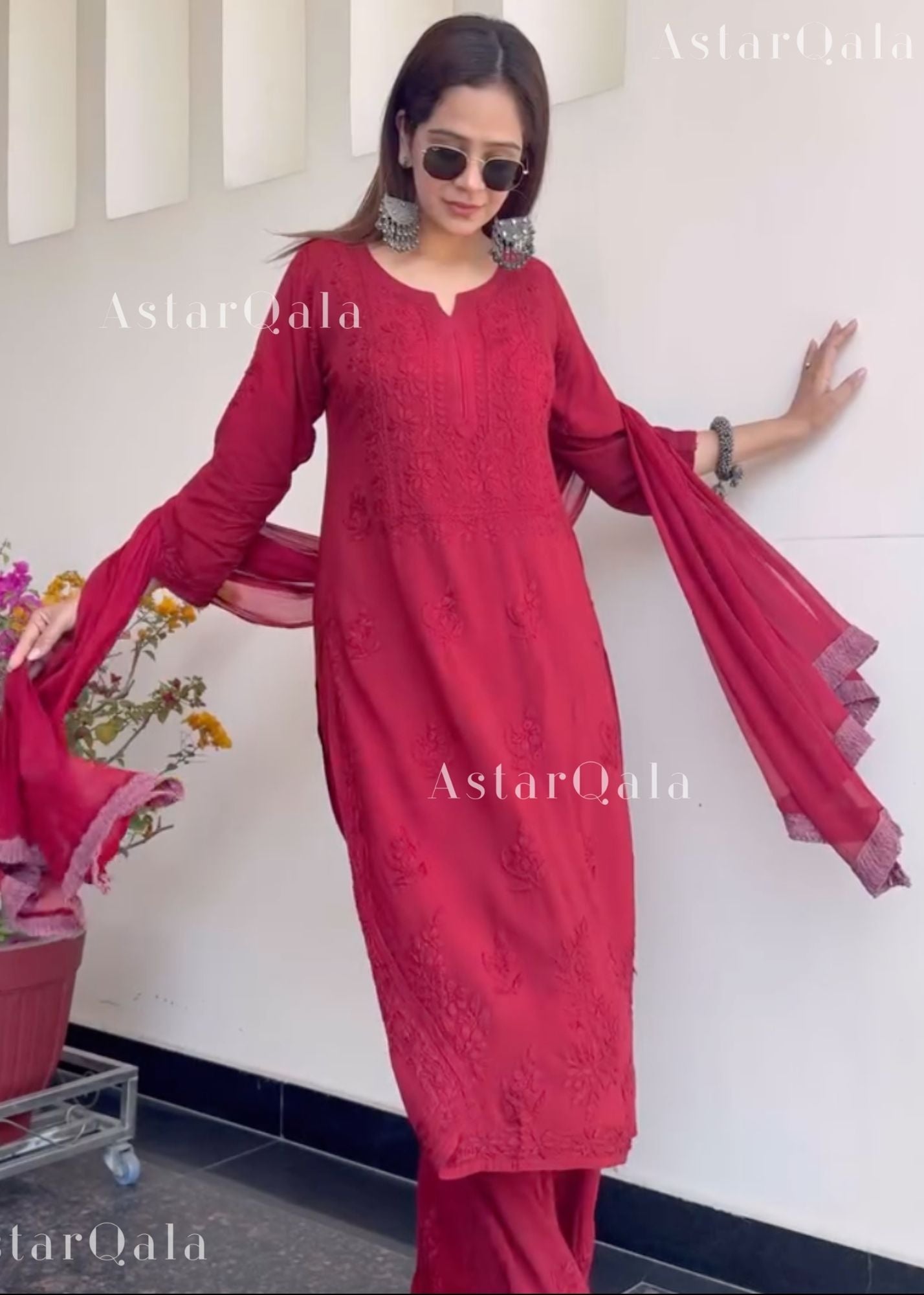 AstarQala - Ulfat Chikankari Rayon Ombré 3 Piece Kurta Set With Dupatta - - 415_4c888d93-3f16-4b6a-af84-9f9321a1ba78