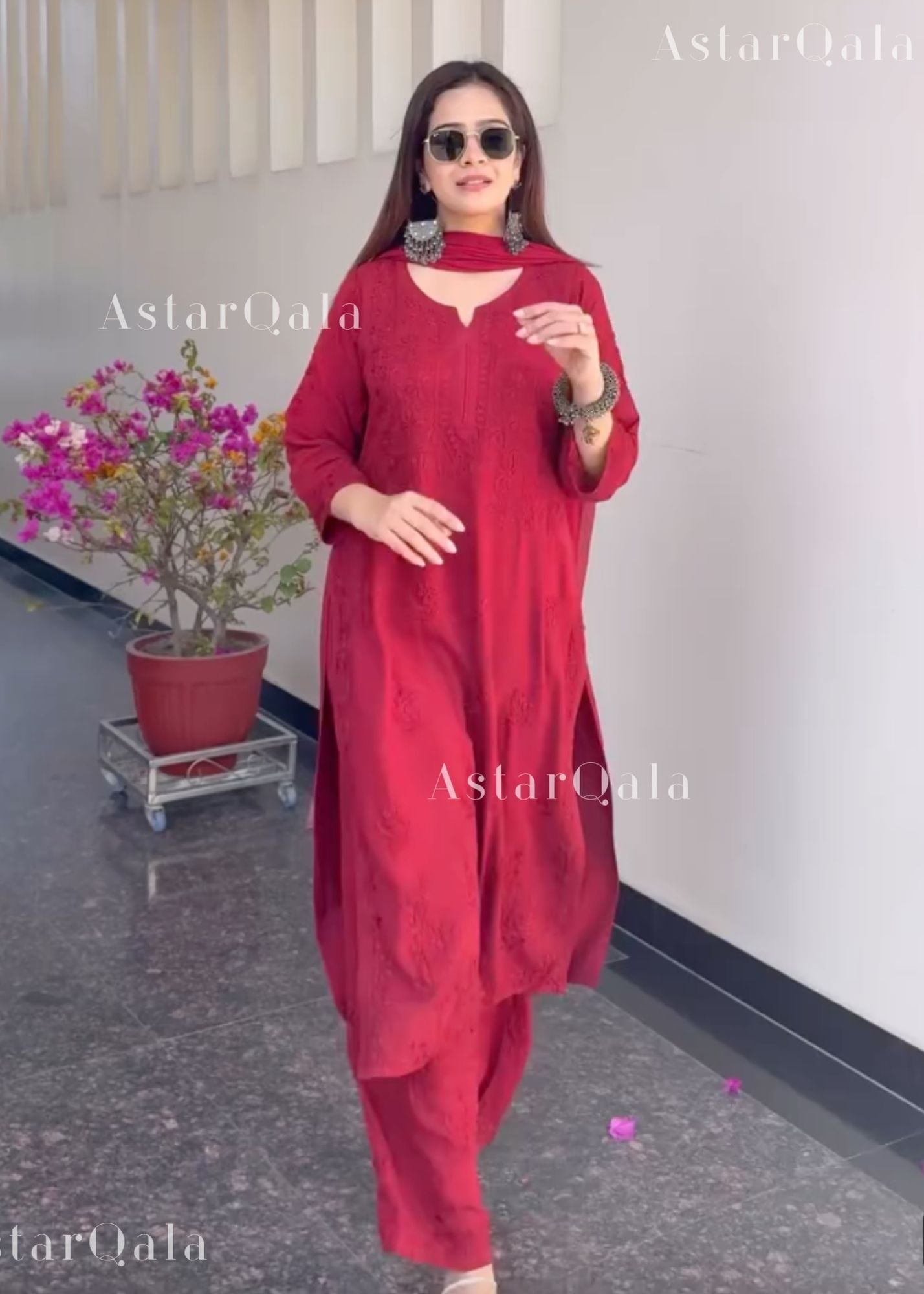 AstarQala - Ulfat Chikankari Rayon Ombré 3 Piece Kurta Set With Dupatta - - 416_4859de09-3ddb-4ed0-958f-fa41a56d5b62