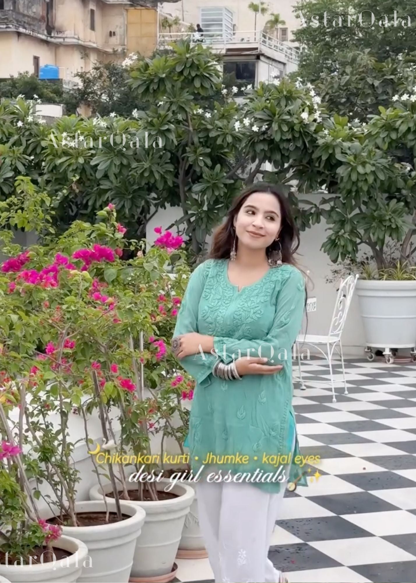 AstarQala - Mehwish Viscose Chikankari Short Kurta Top For Women - Green - 417_9f52b42a-f2f6-4b80-9ae5-40855c893c8c