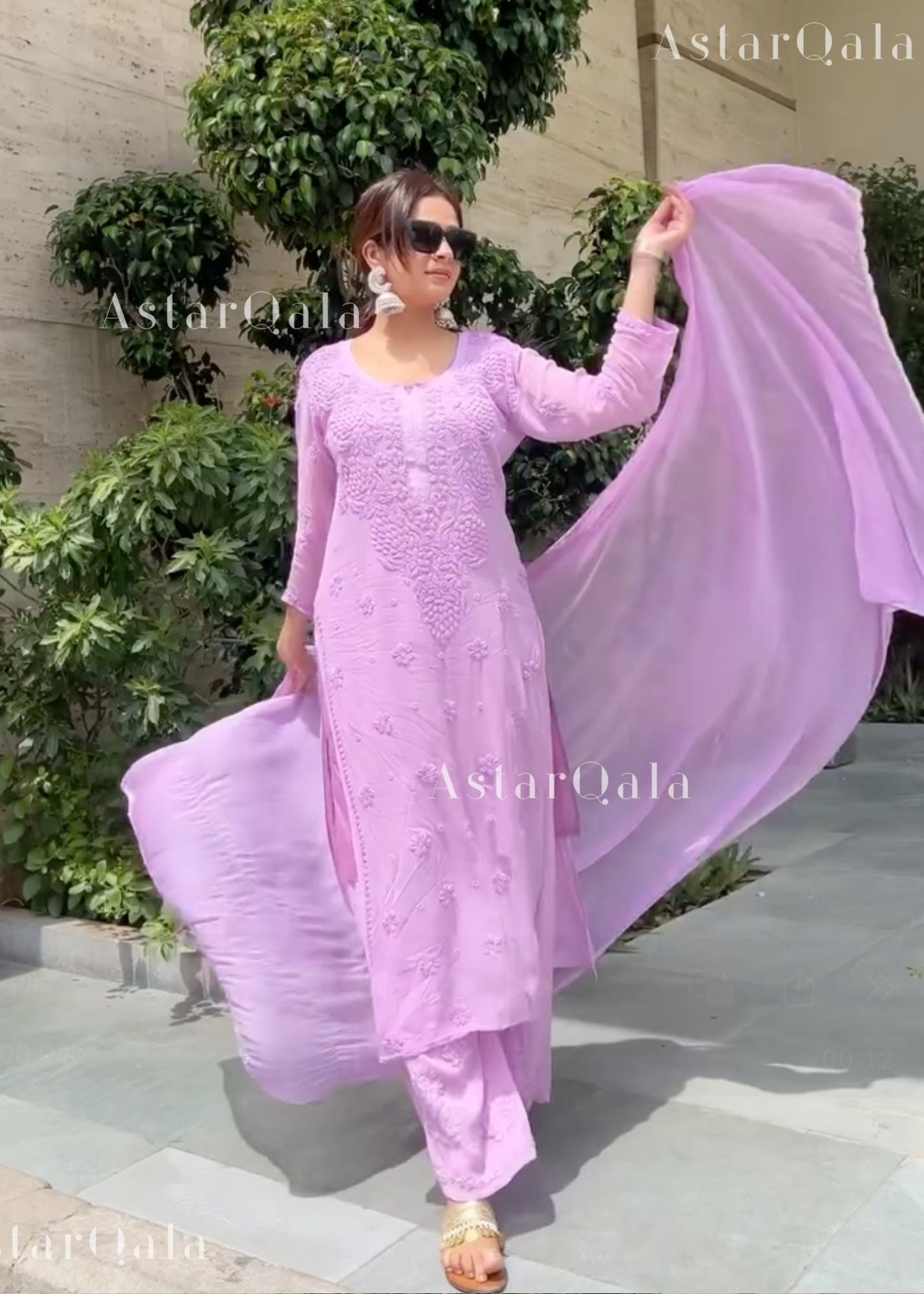 AstarQala - Ulfat Chikankari Rayon Ombré 3 Piece Kurta Set With Dupatta - - 418_b7038f8c-3965-4cc4-ad88-9d4d6202a20c