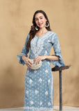 Tia Cotton Printed Chikankari Kurti