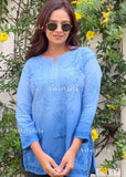 Eliza Ombre Mul Cotton Chikankari Short Kurti Top