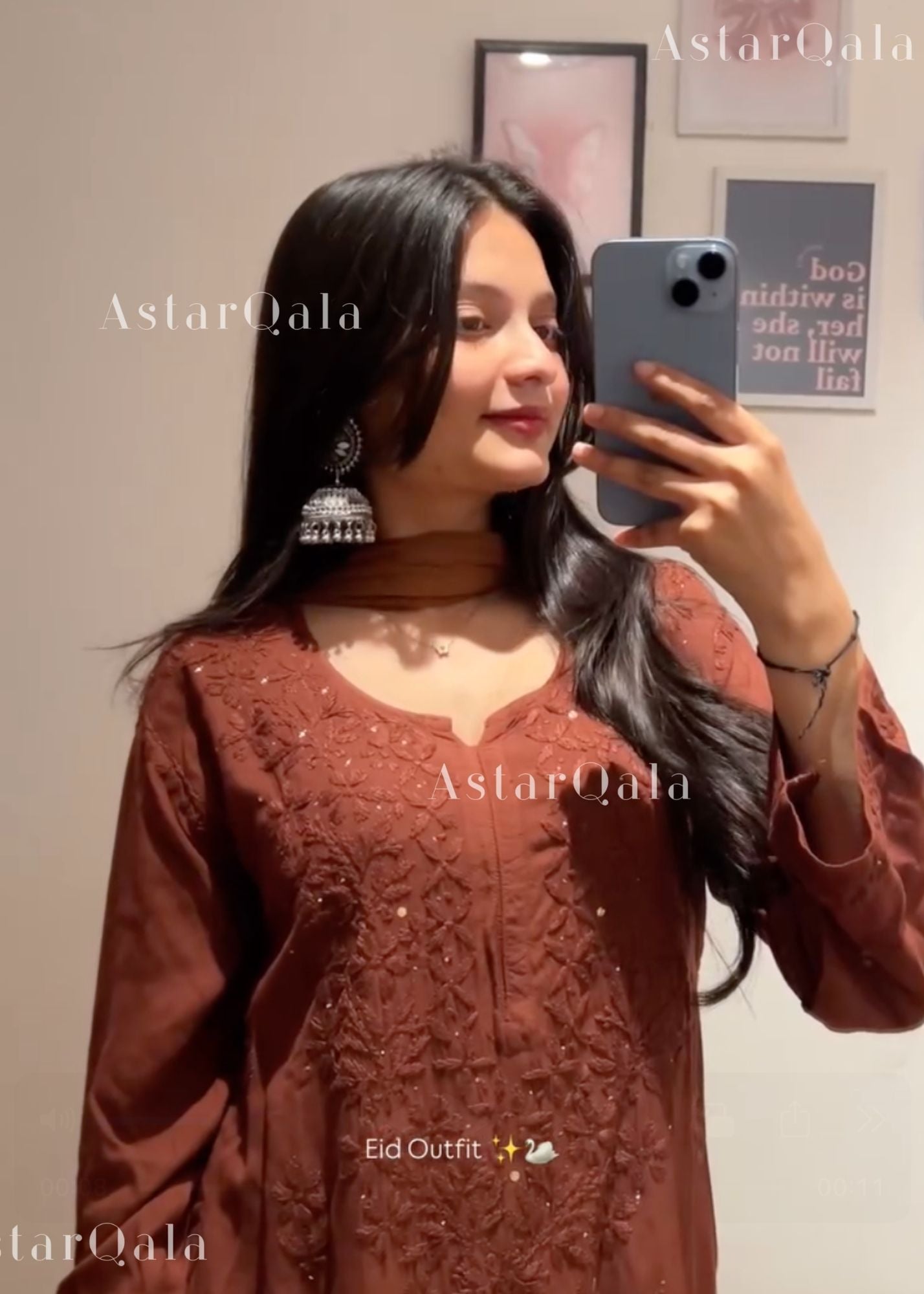 AstarQala - Ulfat Chikankari Rayon Ombré 3 Piece Kurta Set With Dupatta - Brown - 421_6548ce36-14a0-4515-88cc-595f94d897d2
