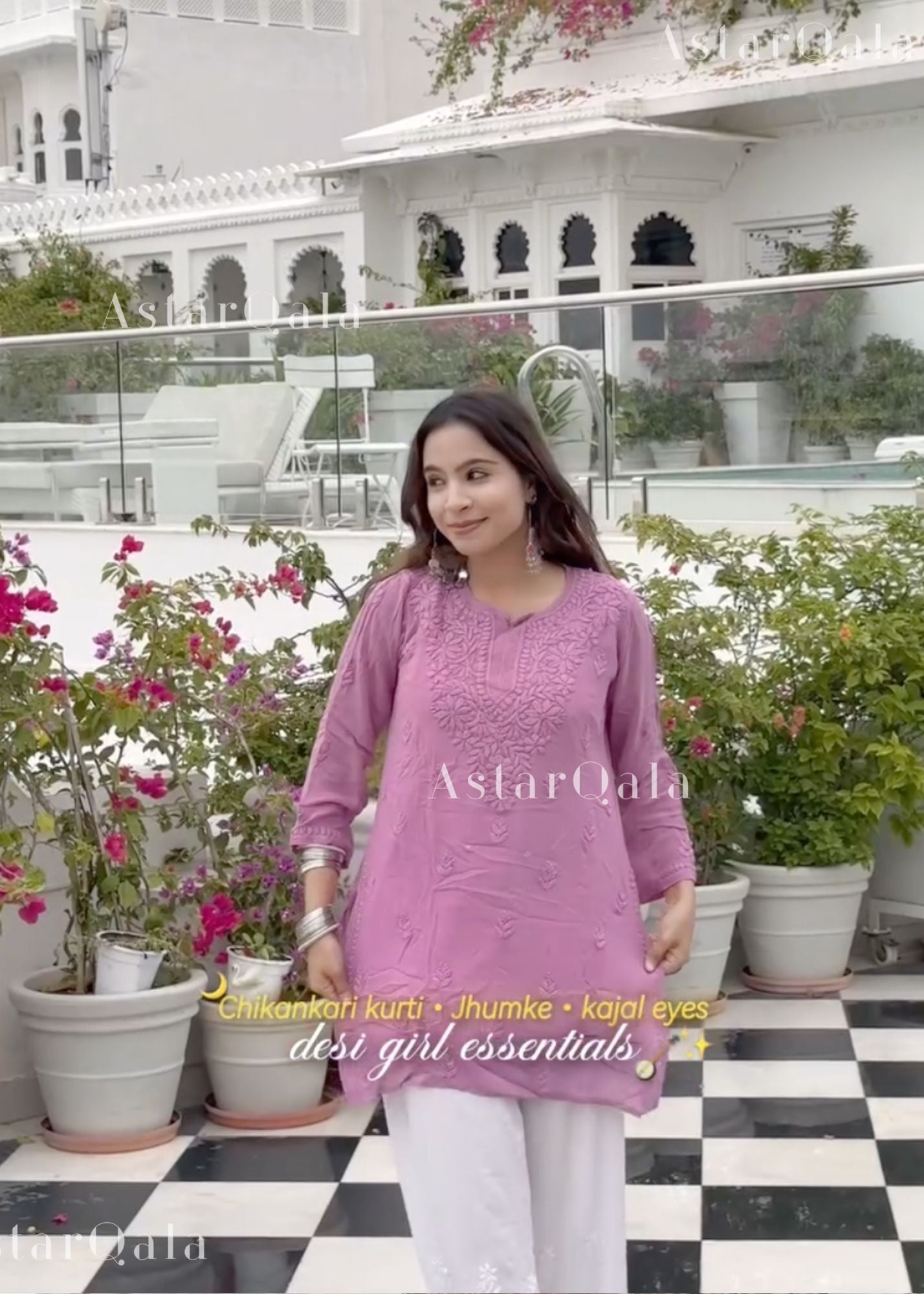 AstarQala - Mehwish Viscose Chikankari Short Kurta Top For Women - Lilac - 422_0930d850-a583-4970-bfaa-be622a31dbb4