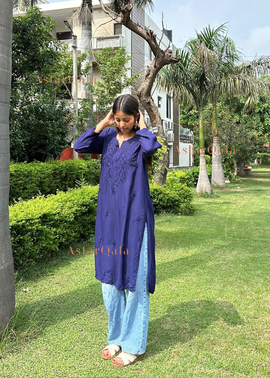 AstarQala - Gazala Rayon Straight Chikankari Kurta For Women - - 426