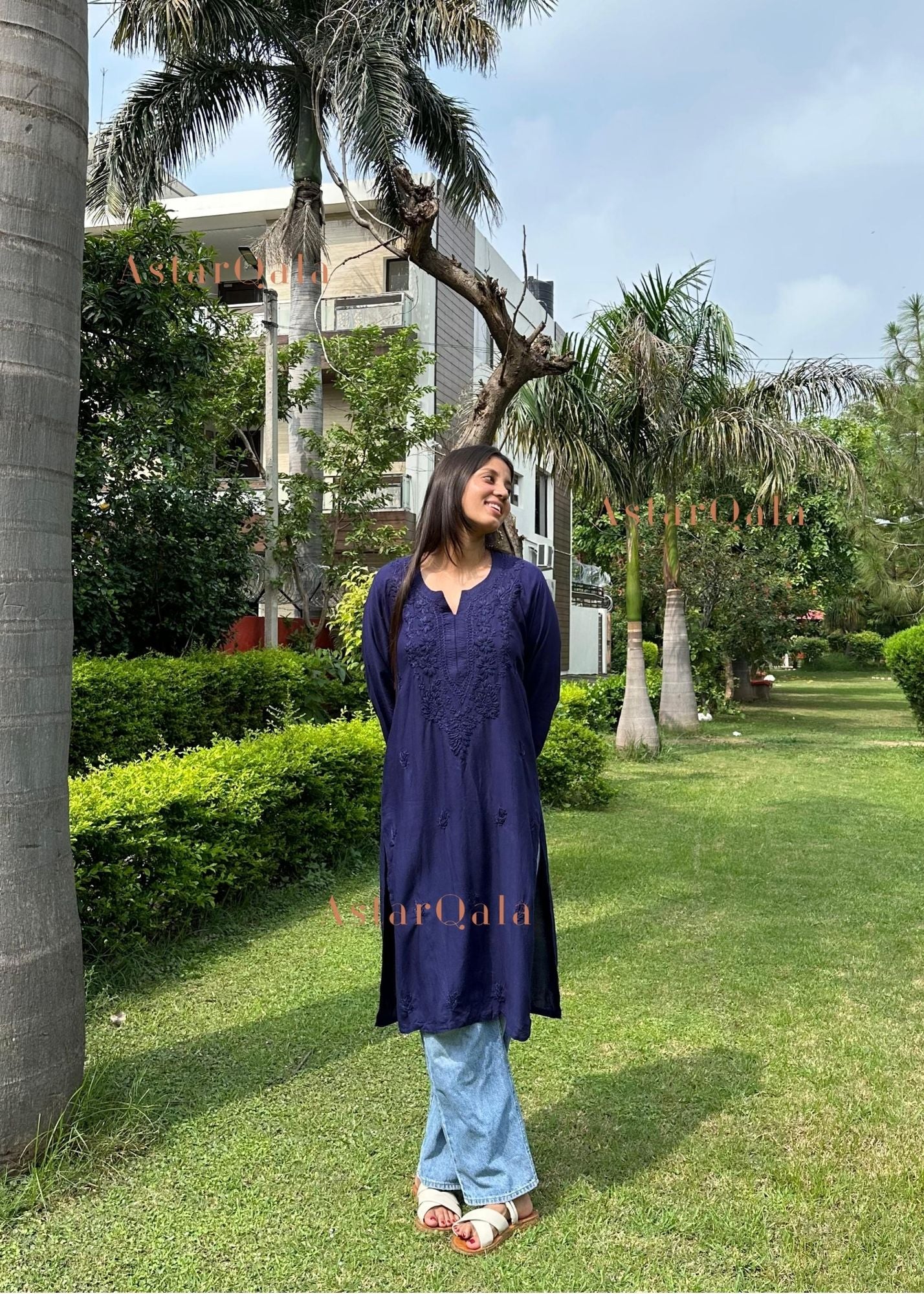 AstarQala - Gazala Rayon Straight Chikankari Kurta For Women - - 429