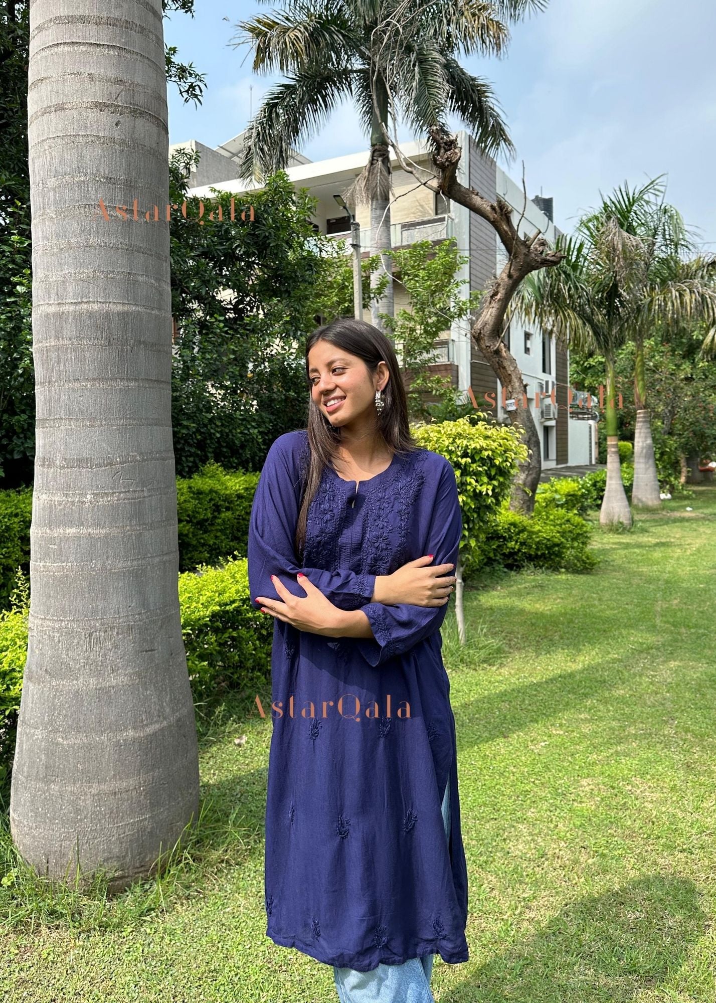 AstarQala - Gazala Rayon Straight Chikankari Kurta For Women - - 430