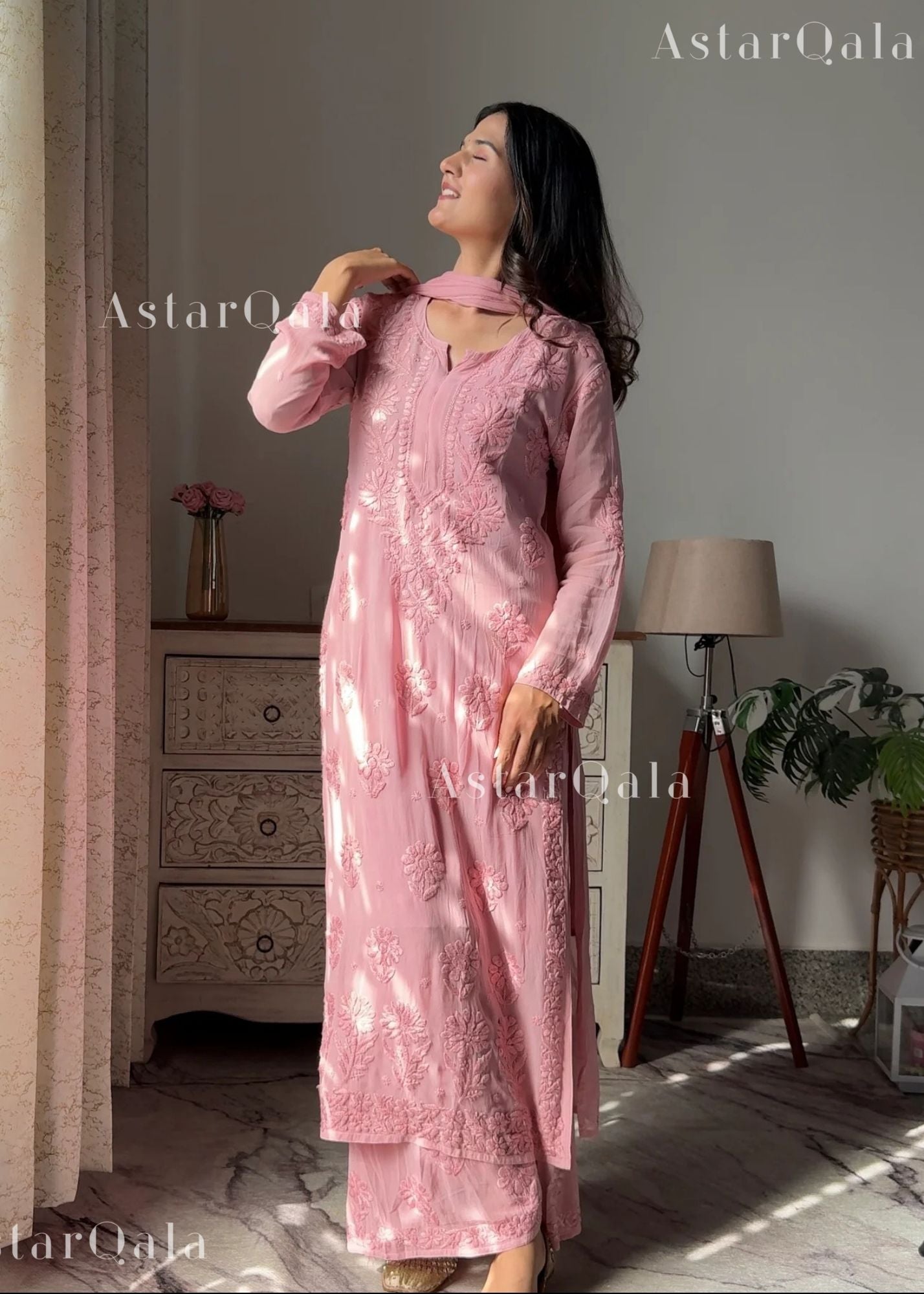 AstarQala - Ulfat Chikankari Rayon Ombré 3 Piece Kurta Set With Dupatta - - 430_5555a3a4-5fe0-47da-b3c8-0067f2f3be95