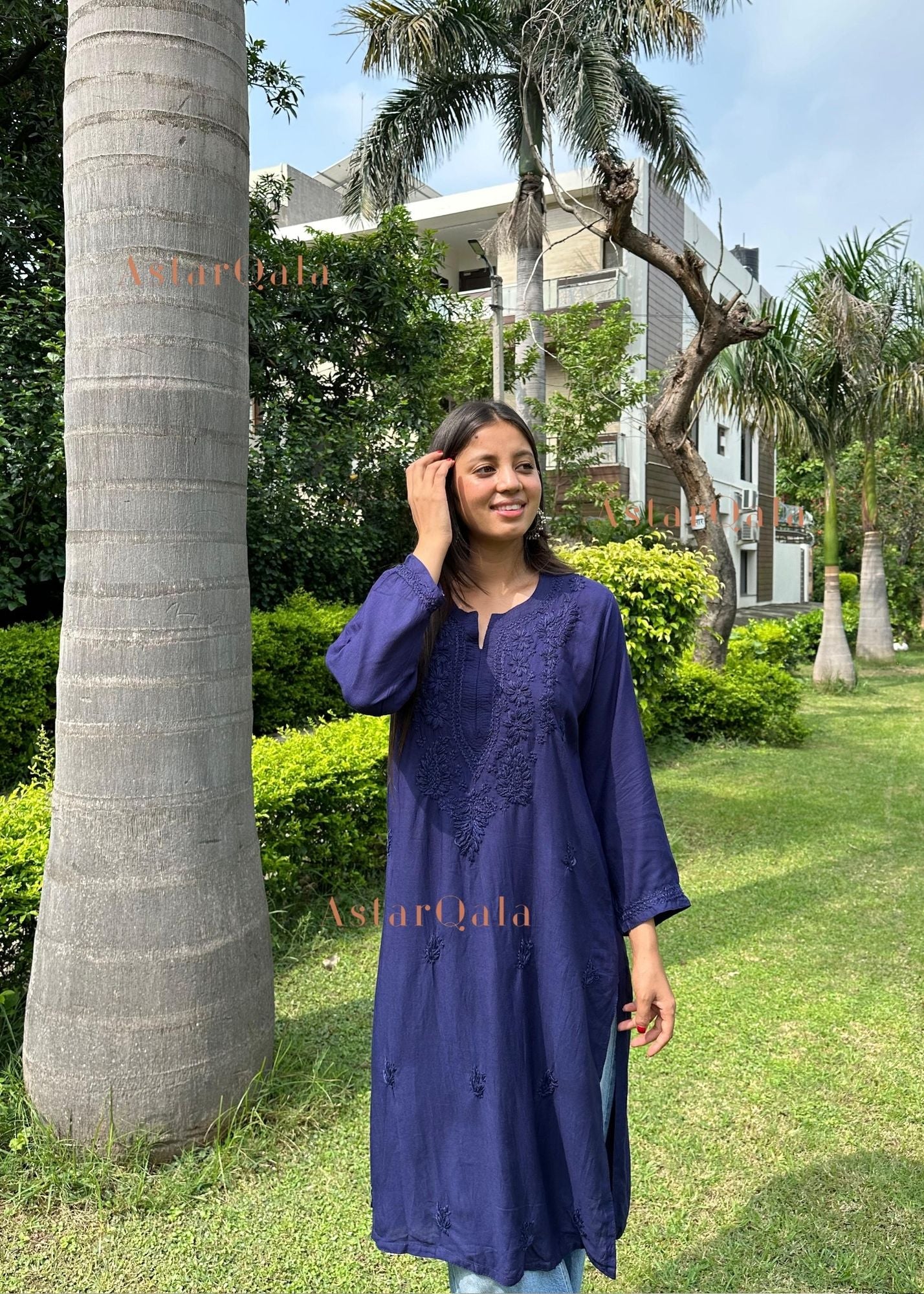 AstarQala - Gazala Rayon Straight Chikankari Kurta For Women - - 431