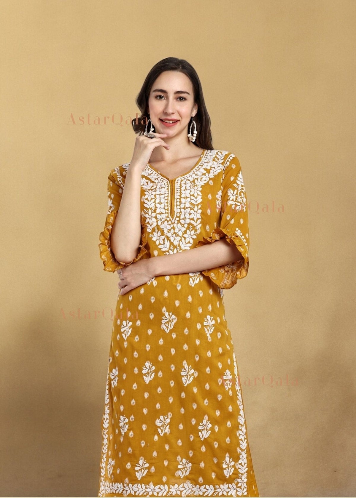 Tia Cotton Printed Chikankari Kurti