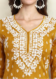 Tia Cotton Printed Chikankari Kurti