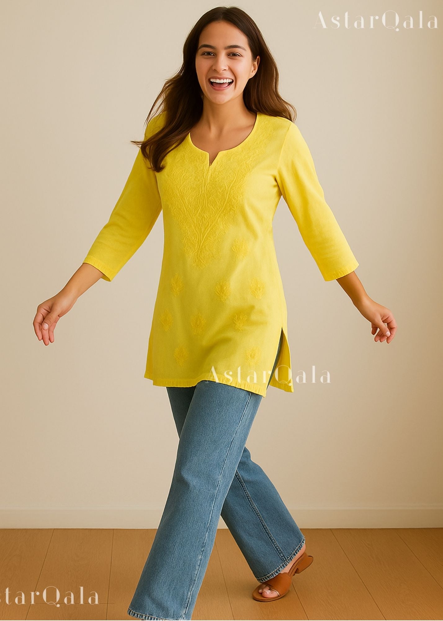 AstarQala - Eliza Ombre Mul Cotton Chikankari Short Kurti Top - - 473_ba8ea911-6fee-45dc-8b58-e2980825c920