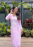 Asiah Modal Chikankari Solid Women's 2PC Long Kurta & Palazzo Set For Women